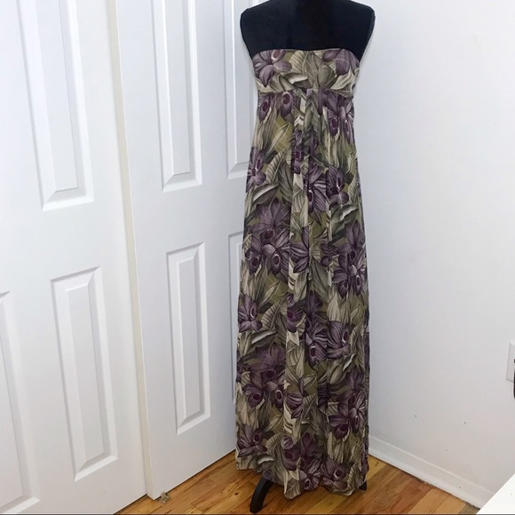 TULEH SILK FLORAL PRINT GOWN 8 MED - Picture 1 of 6
